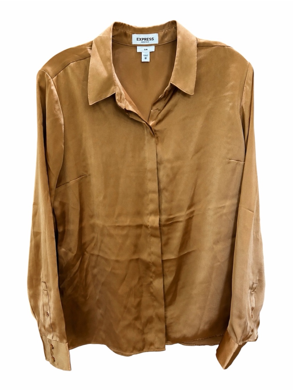 Express Portofino | Super Soft Button-Front Blouse in Rust - Picture 1 of 8
